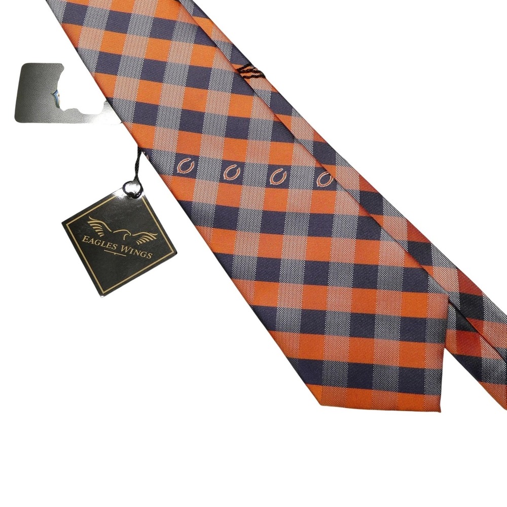 Chicago Bears Neck Tie Mens One Size Orange Plaid NFL Football Eagles Wings